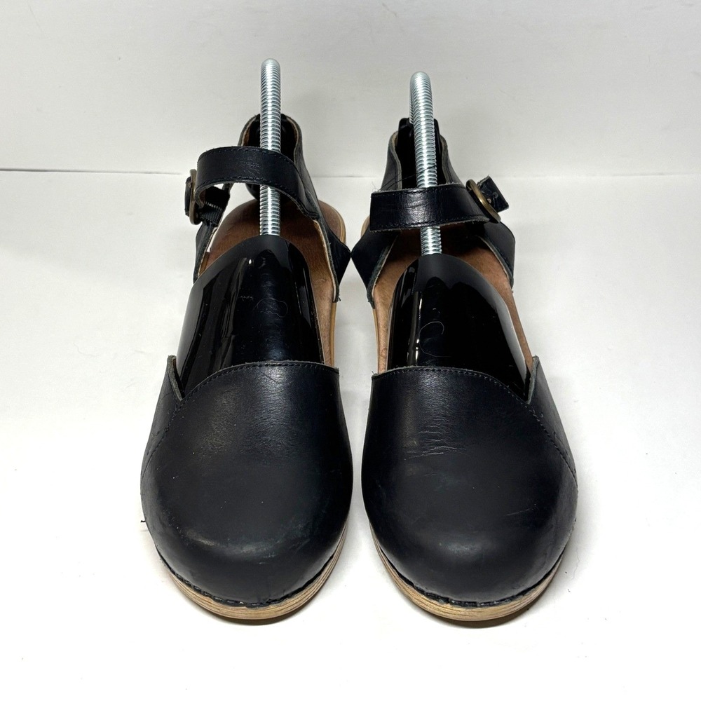 Dansko Maisie Clog Sandals Mary Jane Women 39 8.5 Black Leather Ankle Strap Heel - Picture 2 of 8